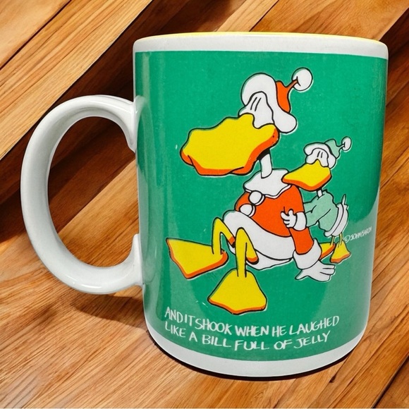 💚 Vintage DuckTales Mug 1984 Enesco | 14 oz Green Donald Duck Laughing Jelly Cu - Picture 1 of 6